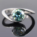 1.25 Ct AAA Certified Blue Diamond Solitaire Ring, Twisted Style - ZeeDiamonds