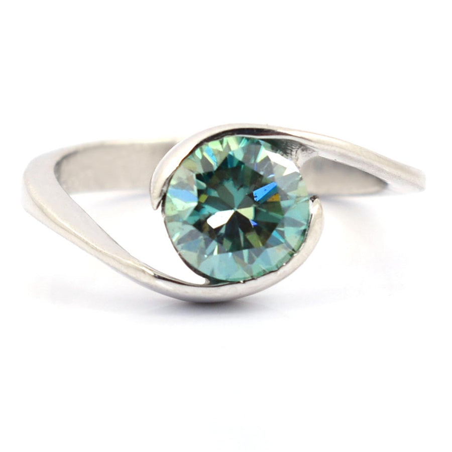 1.25 Ct AAA Certified Blue Diamond Solitaire Ring, Twisted Style - ZeeDiamonds