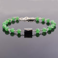 Certified 5 mm Emerald Gemstone Chain Bracelet With Black Diamond Bead - ZeeDiamonds