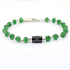 Certified 5 mm Emerald Gemstone Chain Bracelet With Black Diamond Bead - ZeeDiamonds