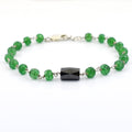 Certified 5 mm Emerald Gemstone Chain Bracelet With Black Diamond Bead - ZeeDiamonds