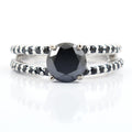 1-1.5 Ct Black Diamond Solitaire Ring With Accents in 925 Silver - ZeeDiamonds