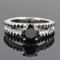 1-1.5 Ct Black Diamond Solitaire Ring With Accents in 925 Silver - ZeeDiamonds