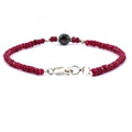 Ruby Gemstone Bracelet with Black Bead & Silver Finding, 100% Certified - ZeeDiamonds