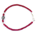 Ruby Gemstone Bracelet with Black Bead & Silver Finding, 100% Certified - ZeeDiamonds