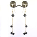 4 mm, Round bead Black Diamond Dangler Chain Earrings - ZeeDiamonds