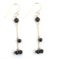 4 mm, Round bead Black Diamond Dangler Chain Earrings - ZeeDiamonds