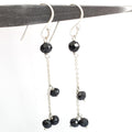 4 mm, Round bead Black Diamond Dangler Chain Earrings - ZeeDiamonds