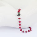 Ruby Gemstone Chain Bracelet with 7 mm Black Diamond Bead, Certified - ZeeDiamonds