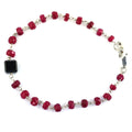 Ruby Gemstone Chain Bracelet with 7 mm Black Diamond Bead, Certified - ZeeDiamonds