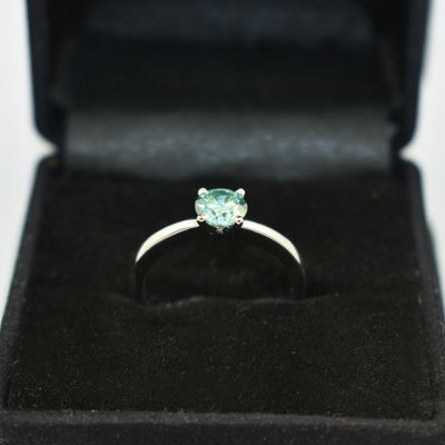 0.80 Ct AAA Certified Blue Diamond Solitaire Ring, Elegant Shine - ZeeDiamonds