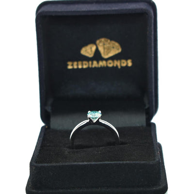 0.80 Ct AAA Certified Blue Diamond Solitaire Ring, Elegant Shine - ZeeDiamonds
