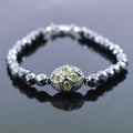 Black Diamond With Green Emerald Pave Gemstone Bead Fancy Bracelet - ZeeDiamonds
