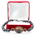 59 Cts Black Diamond & Sapphire Rose Cut Diamond Accents Designer Bracelet - ZeeDiamonds