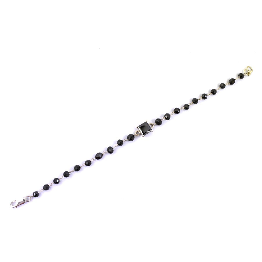 Certified Black Diamond Chain Bracelet With 2 Ct Solitaire Connector - ZeeDiamonds