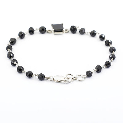 Certified Black Diamond Chain Bracelet With 2 Ct Solitaire Connector - ZeeDiamonds