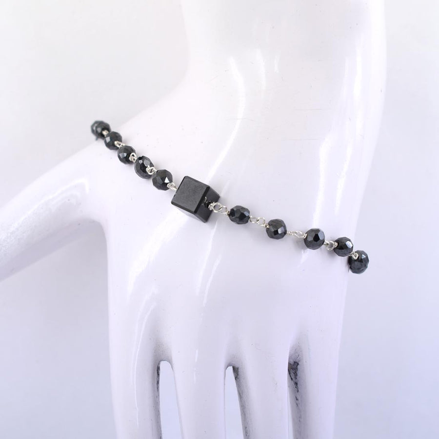 AAA Certified 4 mm Black Diamond Chain Bracelet with 925 Silver - ZeeDiamonds