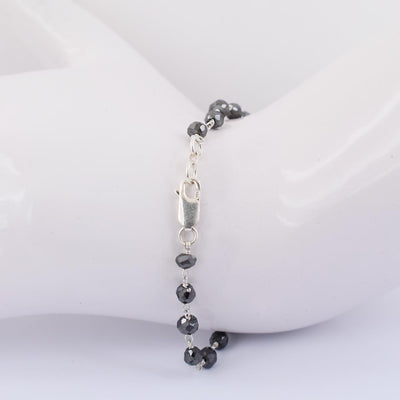 AAA Certified 4 mm Black Diamond Chain Bracelet with 925 Silver - ZeeDiamonds