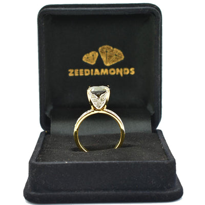 2 Ct Black Diamond Solitaire Ring With Diamond Accents - ZeeDiamonds