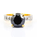 2 Ct Black Diamond Solitaire Ring With Diamond Accents - ZeeDiamonds