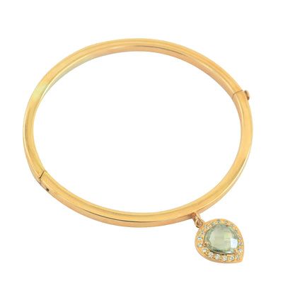 1.2ct Blue Diamond Bangle Bracelet in 18kt Yellow Gold Micron Plating,2.6 inches - ZeeDiamonds