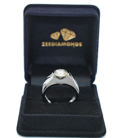 1.35 Ct Off-White Diamond Solitaire Ring in Double Finish, 100% Certified - ZeeDiamonds