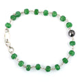 5 mm Emerald Gemstone Chain Bracelet With 7 mm Black Bead,  AAA Certified - ZeeDiamonds