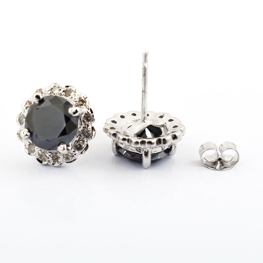 0.60 Ct Each, Certified Black Diamond Designer Accents Studs - ZeeDiamonds