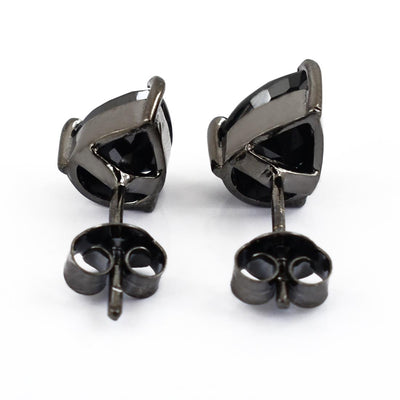 4 Carat Pear Shape Black Diamond Solitaire Studs, Anniversary Gift - ZeeDiamonds