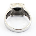 1 Ct, Black Diamond Solitaire Designer Accents Ring in 925 Silver - ZeeDiamonds