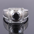 1 Ct, Black Diamond Solitaire Designer Accents Ring in 925 Silver - ZeeDiamonds