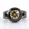 3Ct Champagne Diamond Solitaire Ring in Black Gold,Excellent Cut & Luster - ZeeDiamonds