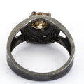 3Ct Champagne Diamond Solitaire Ring in Black Gold,Excellent Cut & Luster - ZeeDiamonds