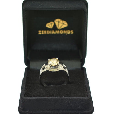 3Ct Champagne Diamond Solitaire Ring in Black Gold,Excellent Cut & Luster - ZeeDiamonds