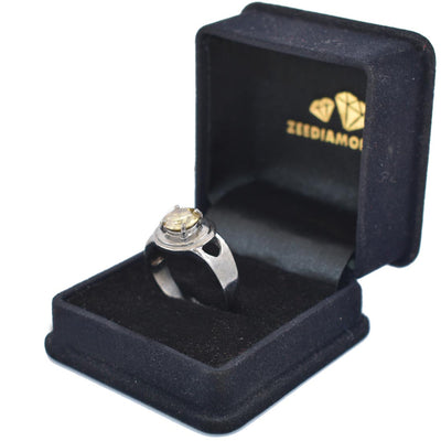 3Ct Champagne Diamond Solitaire Ring in Black Gold,Excellent Cut & Luster - ZeeDiamonds