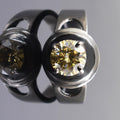 3Ct Champagne Diamond Solitaire Ring in Black Gold,Excellent Cut & Luster - ZeeDiamonds