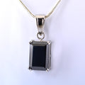 7.25 Ct Emerald Cut Black Diamond Solitaire Pendant in Prong Setting - ZeeDiamonds