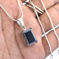 7.25 Ct Emerald Cut Black Diamond Solitaire Pendant in Prong Setting - ZeeDiamonds