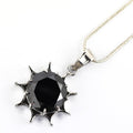 10.75 Ct Brilliant Cut Black Diamond Solitaire Sun Pendant in 925 Sterling Silver - ZeeDiamonds