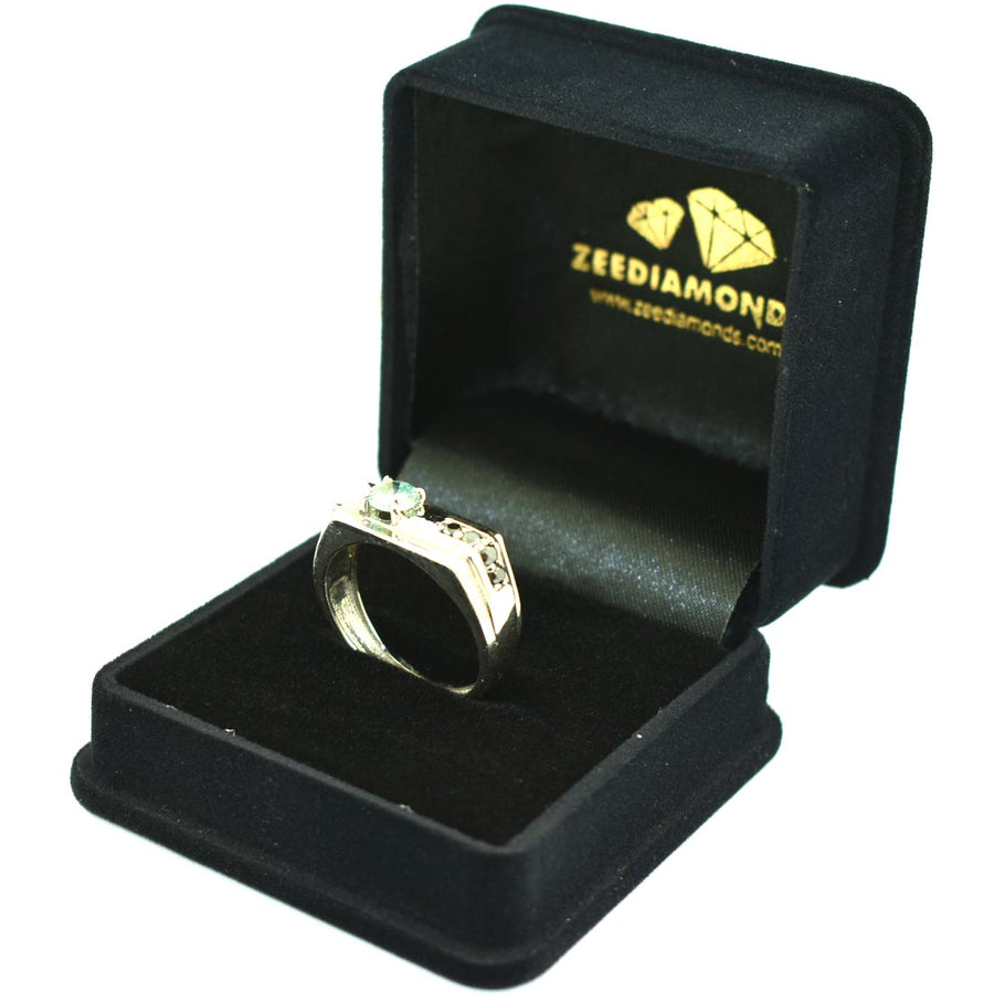 0.60 Ct Certified Stunning Blue Diamond Ring with Black Diamond Accents - ZeeDiamonds