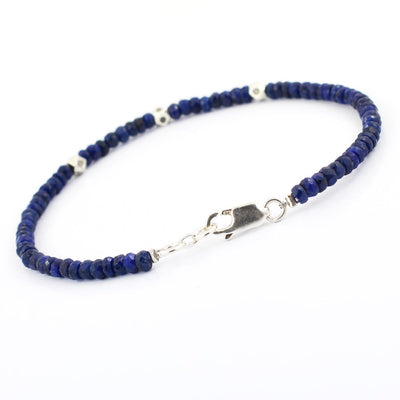 Certified Blue Sapphire Gemstone Bracelet with Silver Findings - ZeeDiamonds