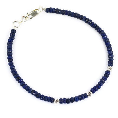 Certified Blue Sapphire Gemstone Bracelet with Silver Findings - ZeeDiamonds
