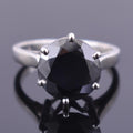 7 Ct AAA Quality Certified Round Brilliant Cut Black Diamond Ring - ZeeDiamonds