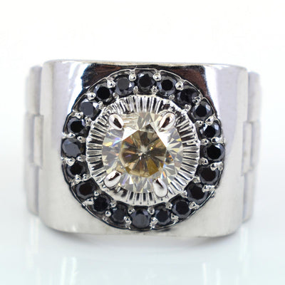 0.9 CT CHAMPAGNE DIAMOND RING WITH BLACK DIAMOND ACCENTS - ZeeDiamonds