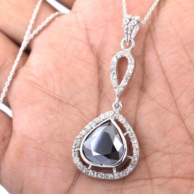 5 Ct Black Diamond Solitaire Accents Pendant, Great Shine & Beautiful Look - ZeeDiamonds