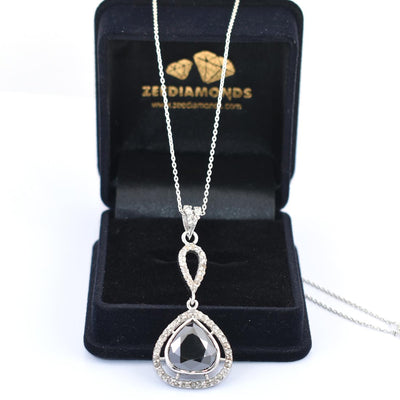 5 Ct Black Diamond Solitaire Accents Pendant, Great Shine & Beautiful Look - ZeeDiamonds