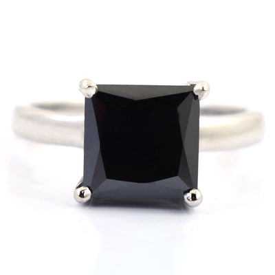 1 Ct Princess Cut Black Diamond Solitaire Ring, 100% Certified Great Shine - ZeeDiamonds