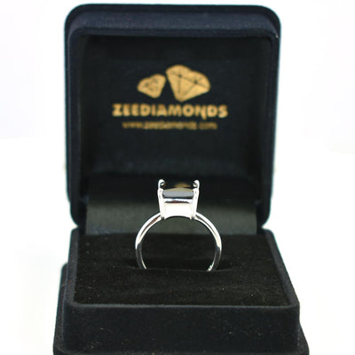 1 Ct Princess Cut Black Diamond Solitaire Ring, 100% Certified Great Shine - ZeeDiamonds