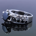 1.5-2 Ct Black Diamond Solitaire Ring With Black & White Accents - ZeeDiamonds