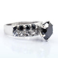 1.5-2 Ct Black Diamond Solitaire Ring With Black & White Accents - ZeeDiamonds